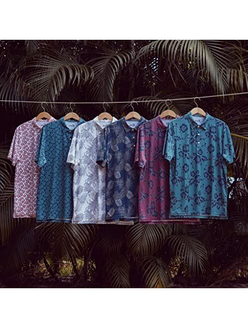 Reyn Spooner Brrr Hawaiian Print Aloha Performance Polo