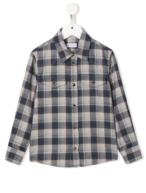 Brunello Cucinelli Kids check-print long-sleeve shirt