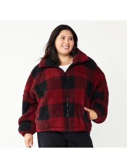 Juniors' Plus Size SO Sherpa Full Zip Jacket