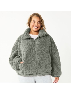 Juniors' Plus Size SO Sherpa Full Zip Jacket