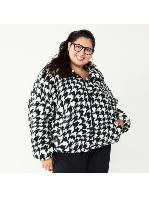 Juniors' Plus Size SO Sherpa Full Zip Jacket