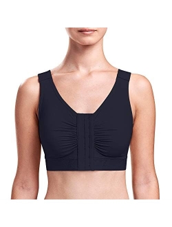 LAUDINE Women's Front Closure Lace Wireless Back Support Posture