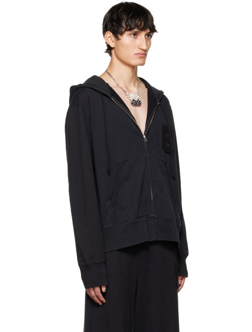 MM6 MAISON MARGIELA Black Flocked Hoodie