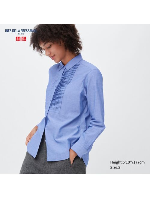 Uniqlo Cotton Pintuck Long-Sleeve Shirt (Ines de la Fressange)