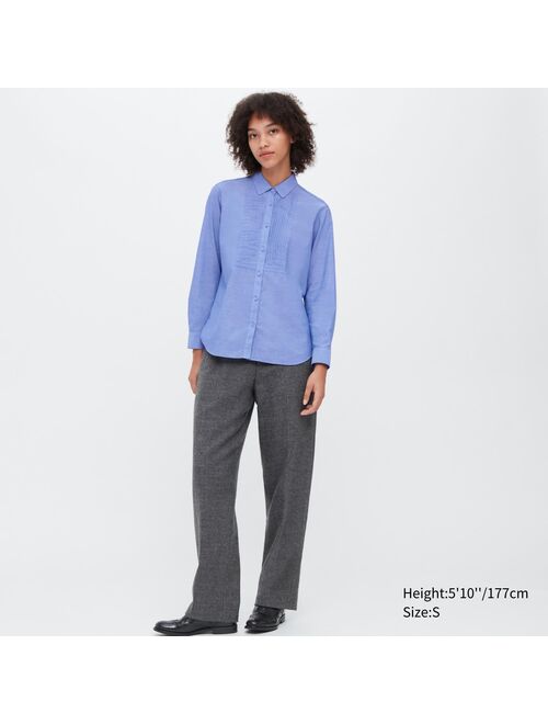 Uniqlo Cotton Pintuck Long-Sleeve Shirt (Ines de la Fressange)