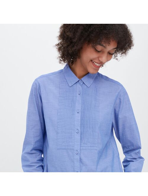 Uniqlo Cotton Pintuck Long-Sleeve Shirt (Ines de la Fressange)