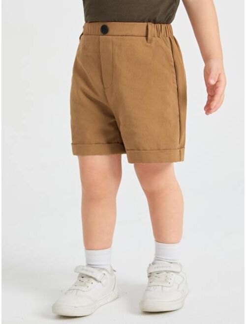 SHEIN Toddler Boys Roll Up Hem Shorts