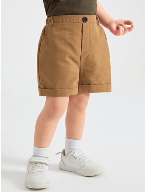 SHEIN Toddler Boys Roll Up Hem Shorts