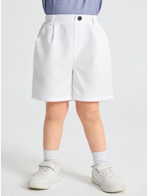 SHEIN Toddler Boys Solid Wide Leg Shorts