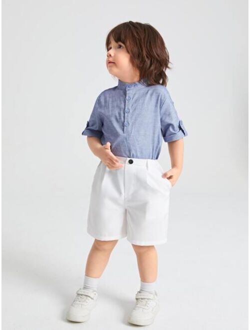 SHEIN Toddler Boys Solid Wide Leg Shorts