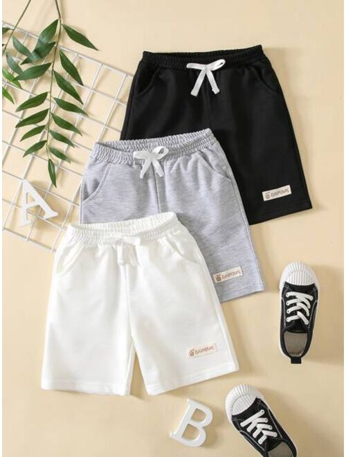 Shein Toddler Boys 3pcs Letter Patched Detail Bow Front Shorts