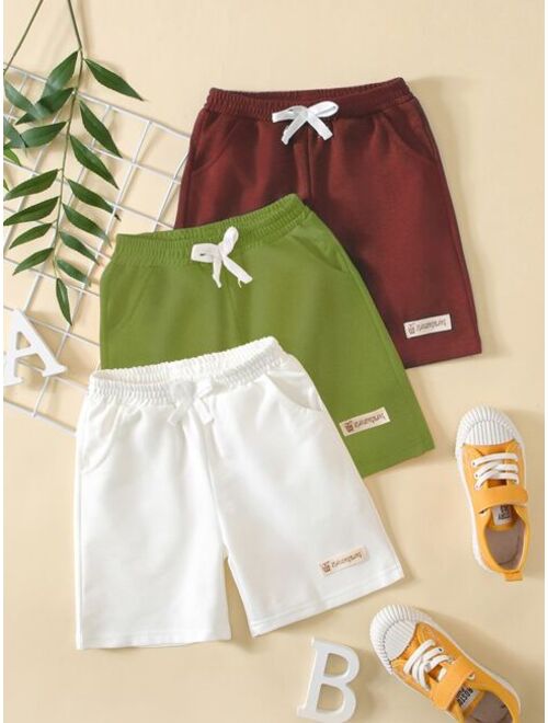 Shein Toddler Boys 3pcs Letter Patched Detail Bow Front Shorts