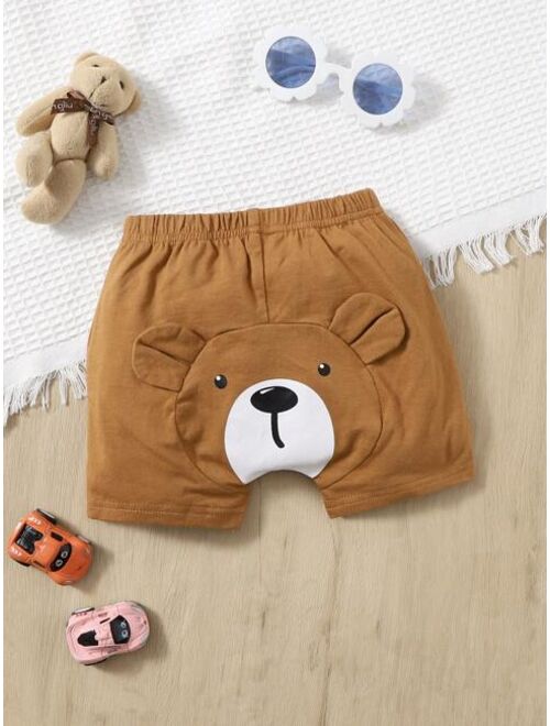 Shein Baby Bear Print 3D Ears Design Shorts