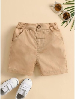 Baby Slant Pockets Button Front Shorts