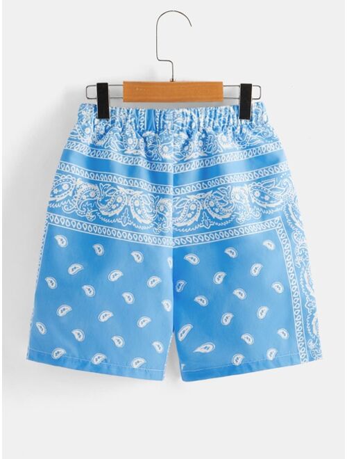 SHEIN Boys Paisley Print Drawstring Waist Shorts