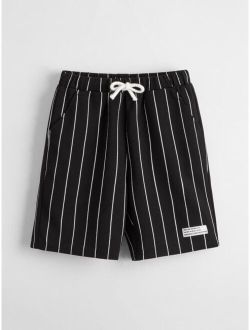 Boys Patch Detail Striped Shorts