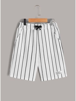 Boys Patch Detail Striped Shorts