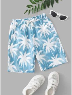Boys Tropical Print Slant Pocket Shorts