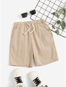 Boys Drawstring Waist Slant Pocket Shorts