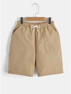 Boys Drawstring Waist Slant Pocket Shorts