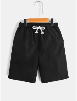 Boys Drawstring Waist Slant Pocket Shorts