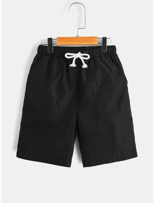 SHEIN Boys Drawstring Waist Slant Pocket Shorts