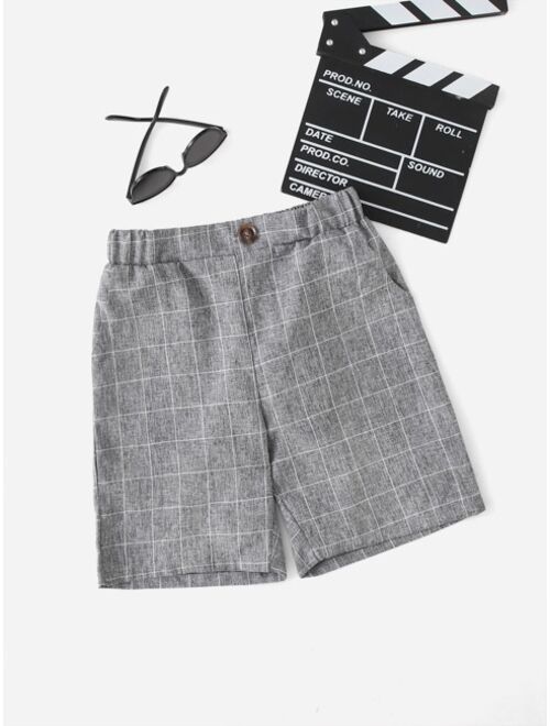 SHEIN Boys Grid Print Shorts