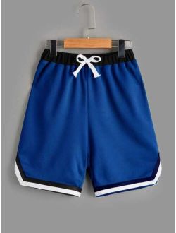 Boys Striped Trim Drawstring Waist Shorts