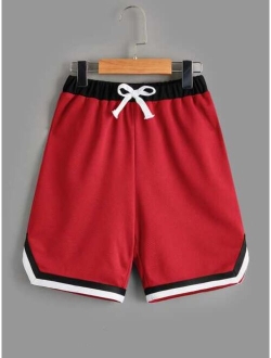 Boys Striped Trim Drawstring Waist Shorts