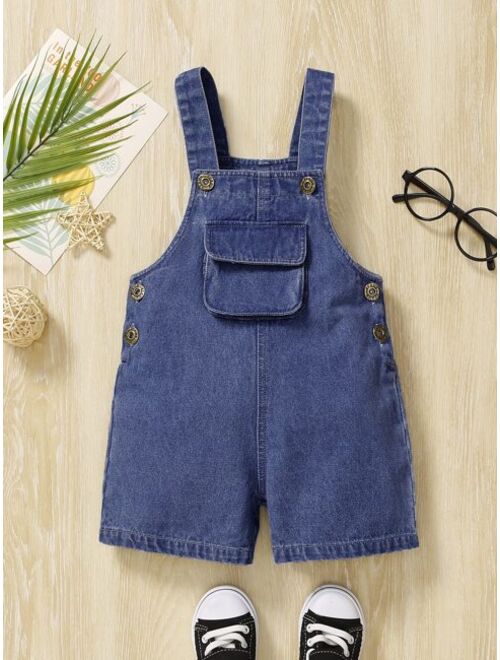 Shein Baby Flap Pocket Denim Overall Romper