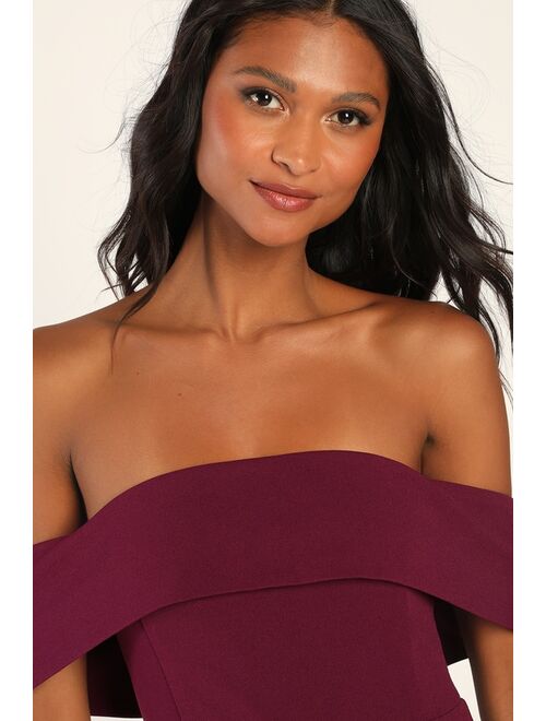 Lulus Pretty Picturesque Purple Off-the-Shoulder Wide Leg Jumpsuit