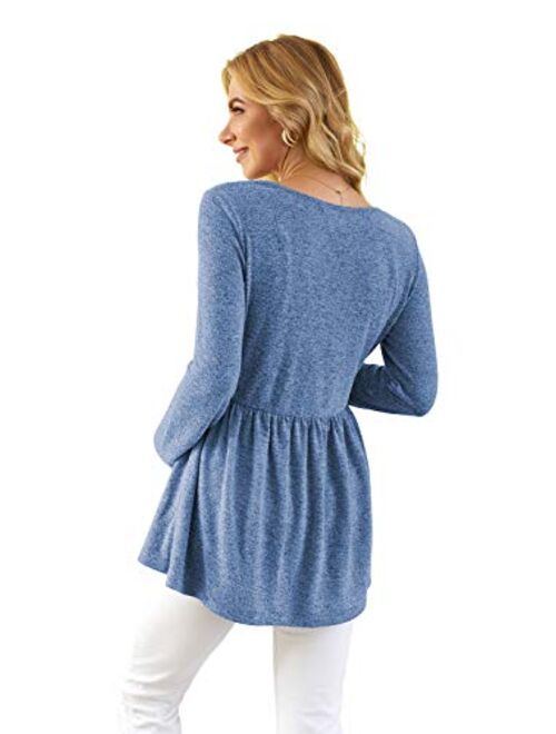 Xpenyo Womens Maternity Tunics Shirts Long Sleeve Peplum Maternity Tops for Leggings Pregnancy Clothes