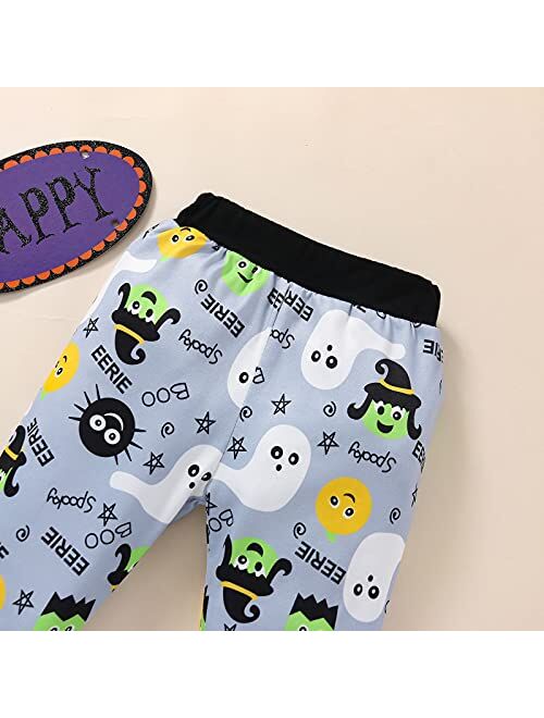 Ma&Baby Kids Boys Happy Halloween Clothes 2PC Set Long Sleeve Hooded Pullover Trousers