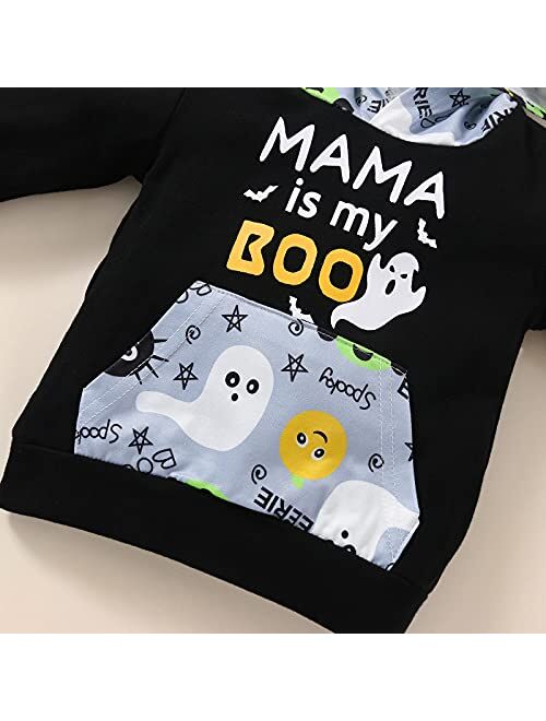 Ma&Baby Kids Boys Happy Halloween Clothes 2PC Set Long Sleeve Hooded Pullover Trousers