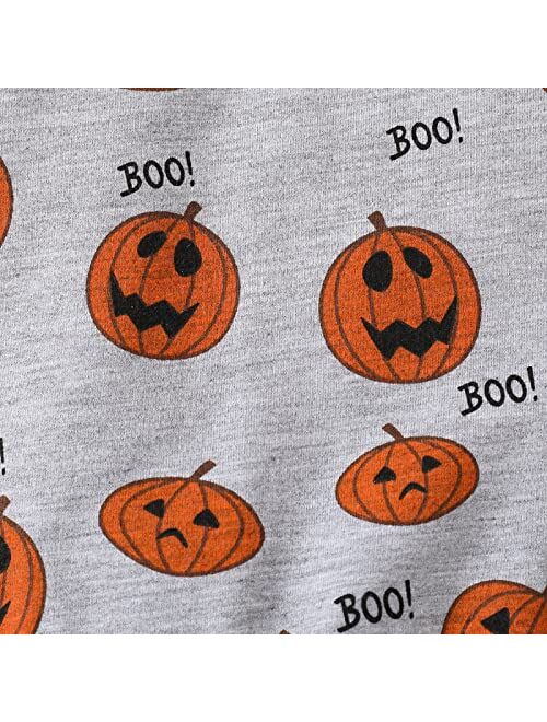 Helbaar Halloween Outfit Toddler Baby Boys Halloween Hoodie Clothes Pumpkin Face Print Sweatshirt Stripe Pants Halloween Set