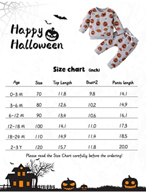 Helbaar Halloween Outfit Toddler Baby Boys Halloween Hoodie Clothes Pumpkin Face Print Sweatshirt Stripe Pants Halloween Set