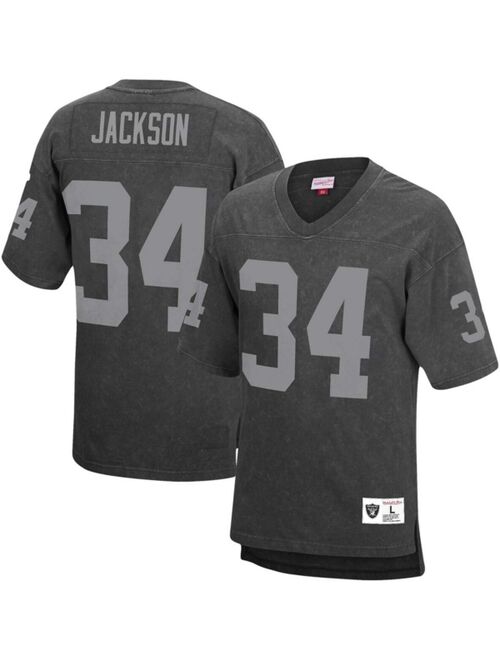 MITCHELL & NESS Men's Bo Jackson Black Los Angeles Raiders Retired Player Name and Number Acid Wash Top