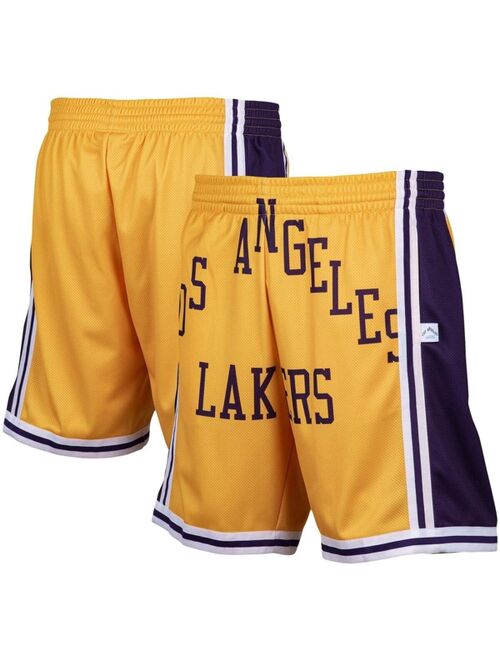 Mitchell & Ness Men's Gold-Tone Los Angeles Lakers Hardwood Classics Big Face 2.0 Shorts