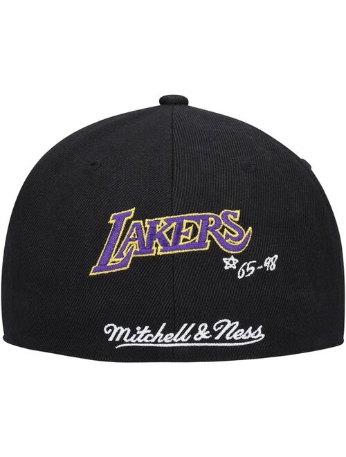 Men's Mitchell & Ness Black Los Angeles Lakers Hardwood Classics Timeline Fitted Hat