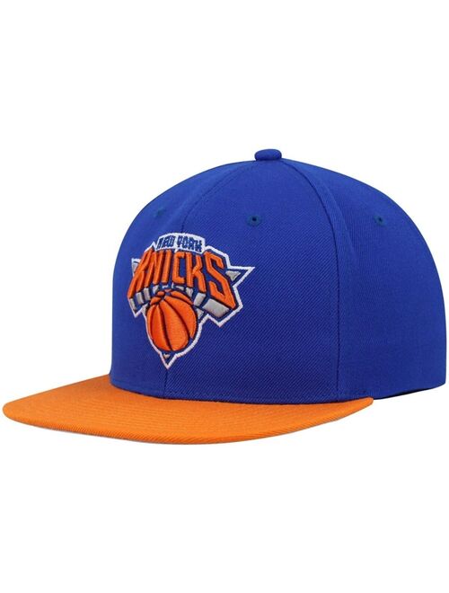 Men's Mitchell & Ness Blue, Orange New York Knicks Team Two-Tone 2.0 Snapback Hat