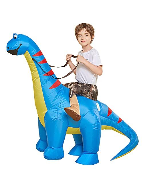 One Casa Inflatable Dinosaur Costume Riding Diplodocus T Rex Air Blow up Funny Party Halloween Costumes for Kids