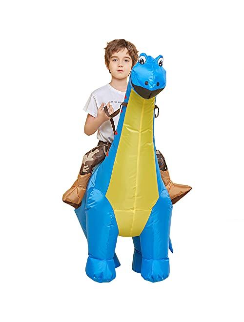 One Casa Inflatable Dinosaur Costume Riding Diplodocus T Rex Air Blow up Funny Party Halloween Costumes for Kids