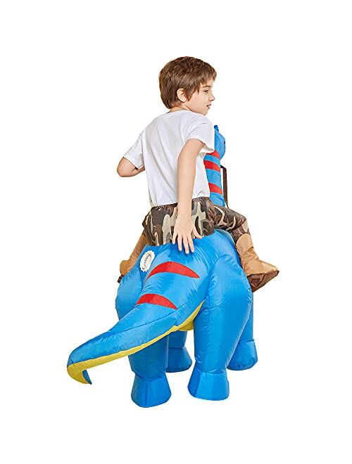 One Casa Inflatable Dinosaur Costume Riding Diplodocus T Rex Air Blow up Funny Party Halloween Costumes for Kids