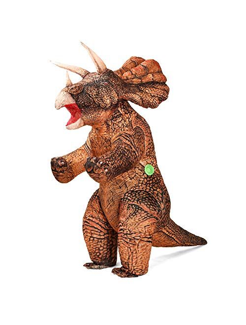 Mxosum The Original Inflatable Dinosaur Costume Triceratops Halloween Costume for Adult Funny Blow up Dino Costume Suit