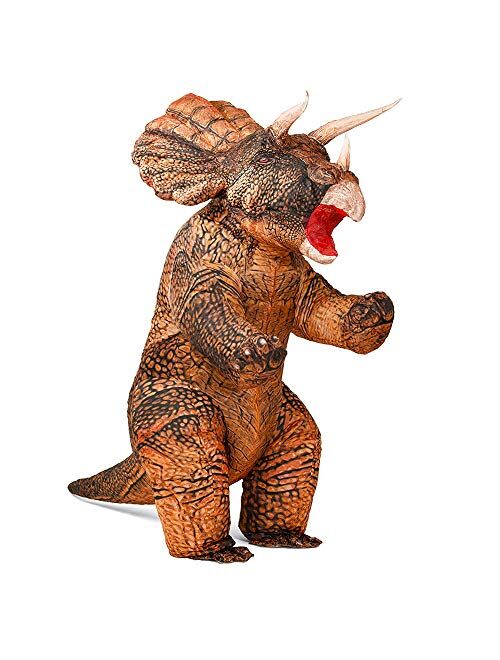 Mxosum The Original Inflatable Dinosaur Costume Triceratops Halloween Costume for Adult Funny Blow up Dino Costume Suit