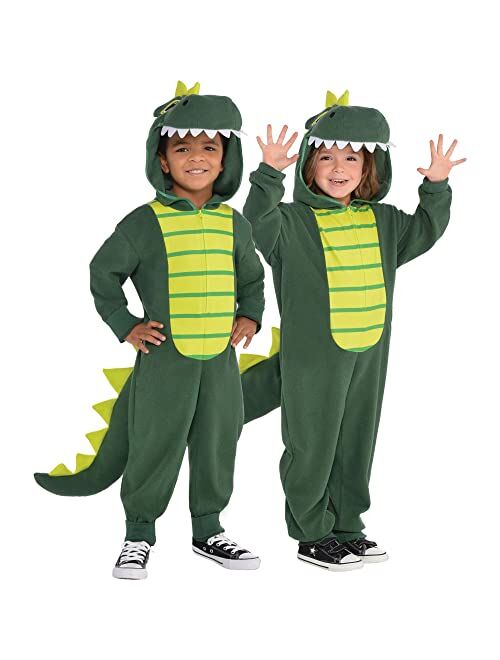 Amscan Zipster Dinosaur One Piece Halloween Costume for Toddlers, Attached Hood and Tail Included