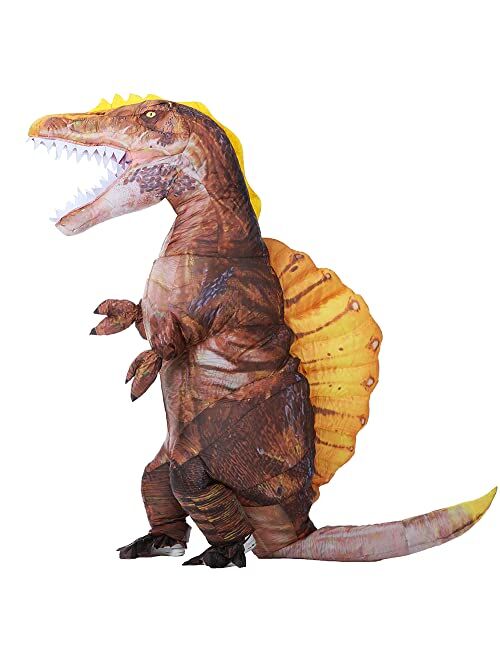 Mxosum Inflatable Dinosaur Costume for Adults Blow-up Spinosaurus Dino Costume Funny Halloween Party Cosplay Costume