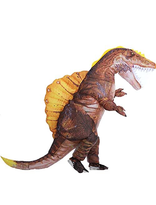 Mxosum Inflatable Dinosaur Costume for Adults Blow-up Spinosaurus Dino Costume Funny Halloween Party Cosplay Costume