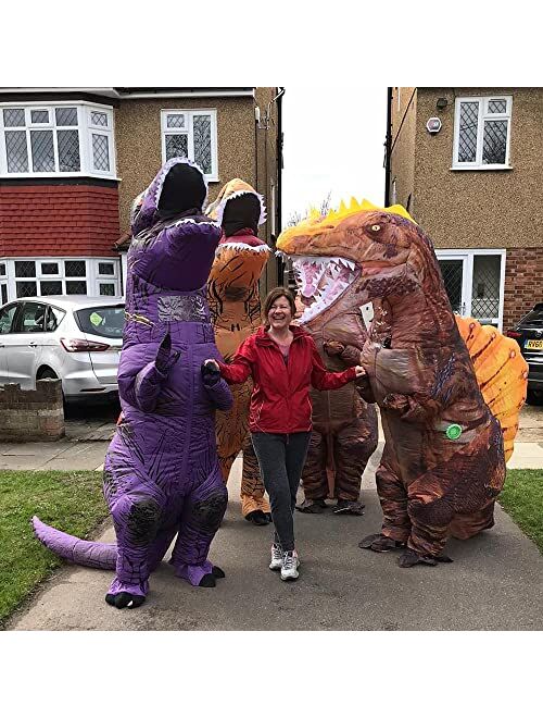 Mxosum Inflatable Dinosaur Costume for Adults Blow-up Spinosaurus Dino Costume Funny Halloween Party Cosplay Costume