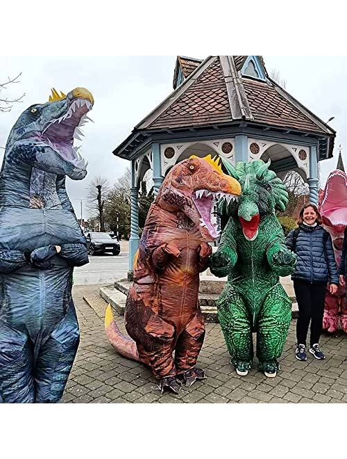 Mxosum Inflatable Dinosaur Costume for Adults Blow-up Spinosaurus Dino Costume Funny Halloween Party Cosplay Costume